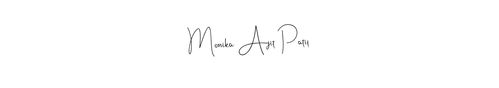 How to make Monika Ajit Patil name signature. Use Andilay-7BmLP style for creating short signs online. This is the latest handwritten sign. Monika Ajit Patil signature style 4 images and pictures png
