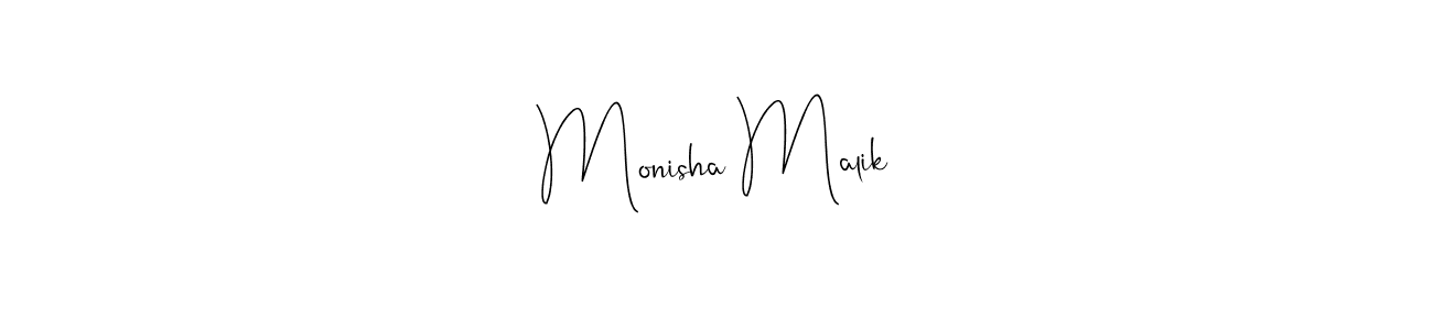 Make a beautiful signature design for name Monisha Malik. With this signature (Andilay-7BmLP) style, you can create a handwritten signature for free. Monisha Malik signature style 4 images and pictures png