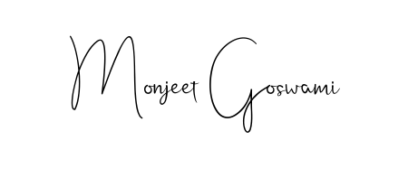 Give your name Monjeet Goswami an exquisite flair with the Andilay-7BmLP script font. Ideal for contracts, resumes, and formal letterheads. Monjeet Goswami signature style 4 images and pictures png