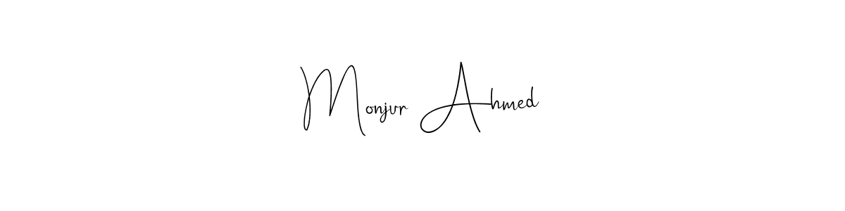 How to make Monjur Ahmed name signature. Use Andilay-7BmLP style for creating short signs online. This is the latest handwritten sign. Monjur Ahmed signature style 4 images and pictures png