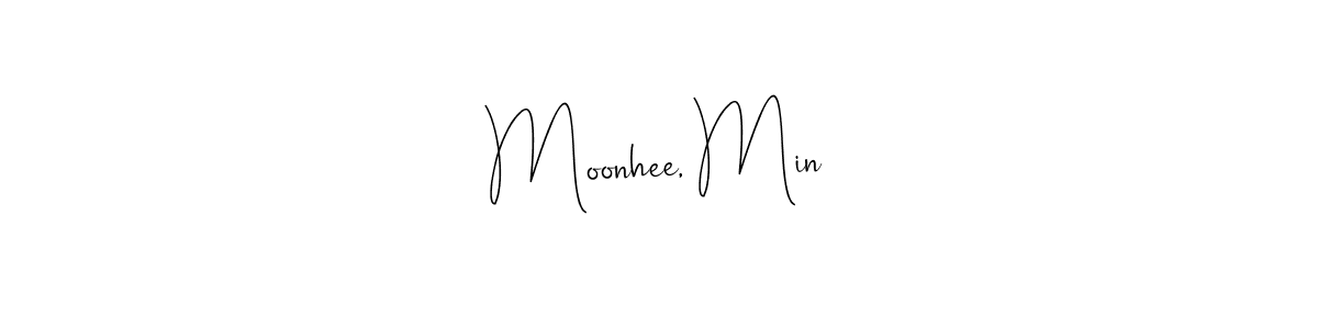 How to make Moonhee, Min name signature. Use Andilay-7BmLP style for creating short signs online. This is the latest handwritten sign. Moonhee, Min signature style 4 images and pictures png