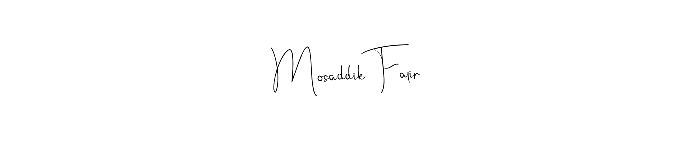 You can use this online signature creator to create a handwritten signature for the name Mosaddik Falir. This is the best online autograph maker. Mosaddik Falir signature style 4 images and pictures png