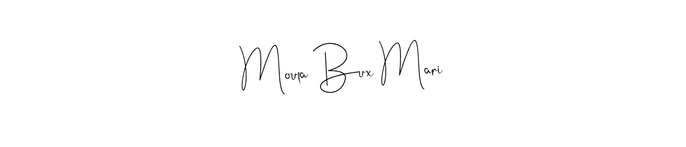 How to make Moula Bux Mari name signature. Use Andilay-7BmLP style for creating short signs online. This is the latest handwritten sign. Moula Bux Mari signature style 4 images and pictures png