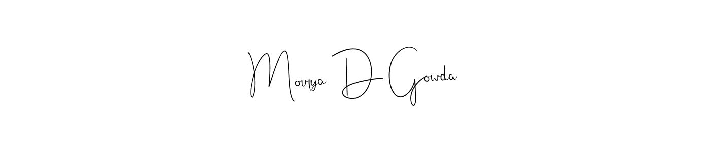 Create a beautiful signature design for name Moulya D Gowda. With this signature (Andilay-7BmLP) fonts, you can make a handwritten signature for free. Moulya D Gowda signature style 4 images and pictures png