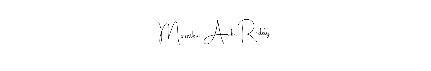 Similarly Andilay-7BmLP is the best handwritten signature design. Signature creator online .You can use it as an online autograph creator for name Mounika Anki Reddy. Mounika Anki Reddy signature style 4 images and pictures png