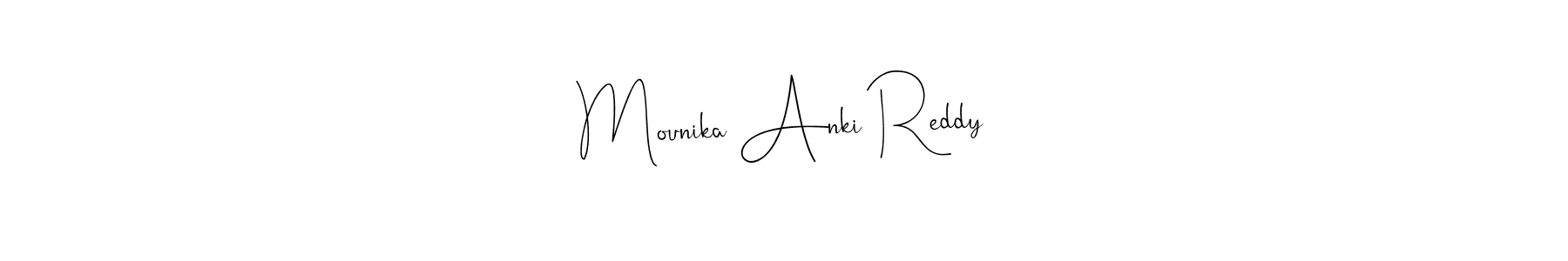 Also You can easily find your signature by using the search form. We will create Mounika Anki Reddy name handwritten signature images for you free of cost using Andilay-7BmLP sign style. Mounika Anki Reddy signature style 4 images and pictures png