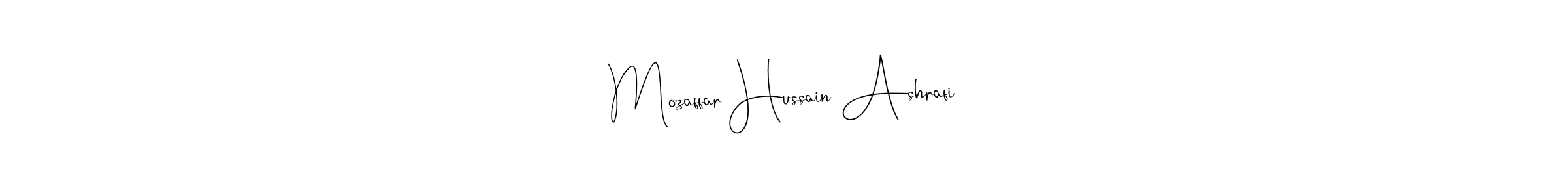How to make Mozaffar Hussain Ashrafi name signature. Use Andilay-7BmLP style for creating short signs online. This is the latest handwritten sign. Mozaffar Hussain Ashrafi signature style 4 images and pictures png
