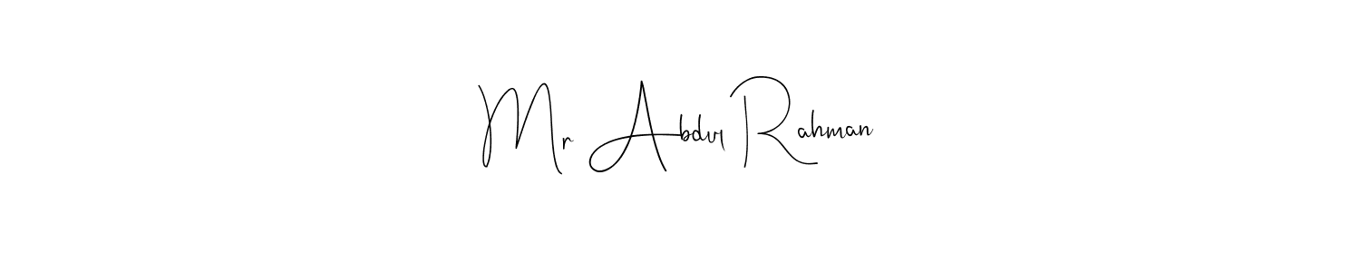 Use a signature maker to create a handwritten signature online. With this signature software, you can design (Andilay-7BmLP) your own signature for name Mr Abdul Rahman. Mr Abdul Rahman signature style 4 images and pictures png