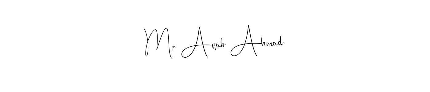 The best way (Andilay-7BmLP) to make a short signature is to pick only two or three words in your name. The name Mr Aftab Ahmad include a total of six letters. For converting this name. Mr Aftab Ahmad signature style 4 images and pictures png