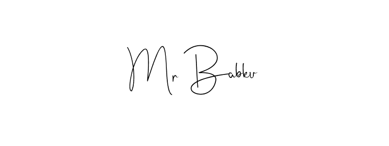 The best way (Andilay-7BmLP) to make a short signature is to pick only two or three words in your name. The name Mr Babku include a total of six letters. For converting this name. Mr Babku signature style 4 images and pictures png