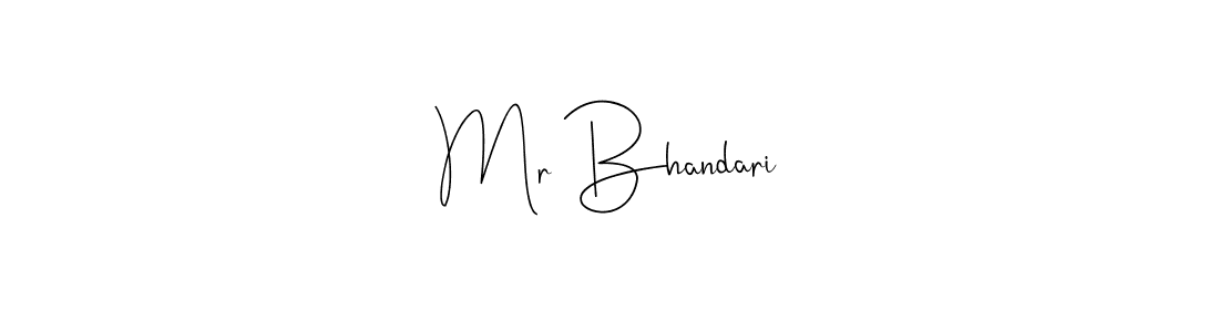 How to make Mr Bhandari name signature. Use Andilay-7BmLP style for creating short signs online. This is the latest handwritten sign. Mr Bhandari signature style 4 images and pictures png