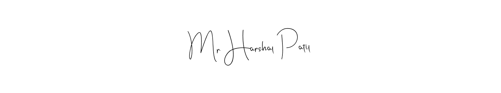 How to make Mr Harshal Patil name signature. Use Andilay-7BmLP style for creating short signs online. This is the latest handwritten sign. Mr Harshal Patil signature style 4 images and pictures png