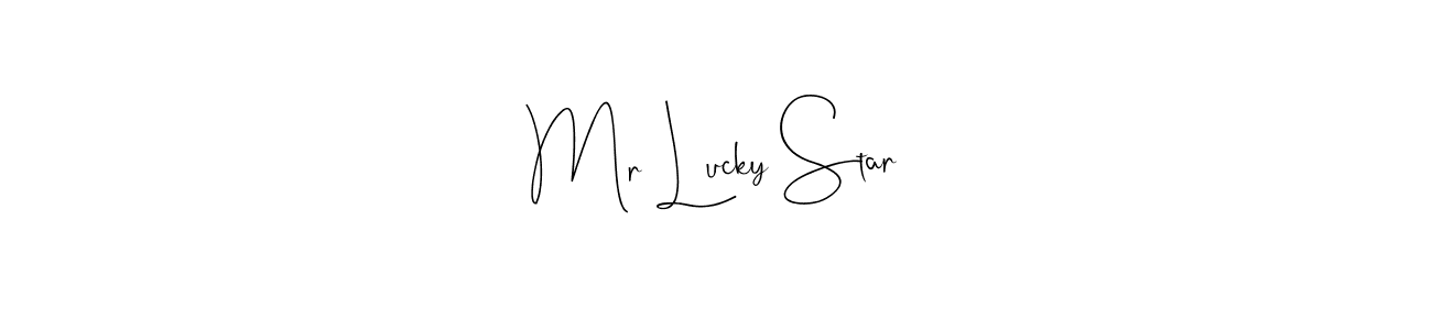 Design your own signature with our free online signature maker. With this signature software, you can create a handwritten (Andilay-7BmLP) signature for name Mr Lucky Star. Mr Lucky Star signature style 4 images and pictures png
