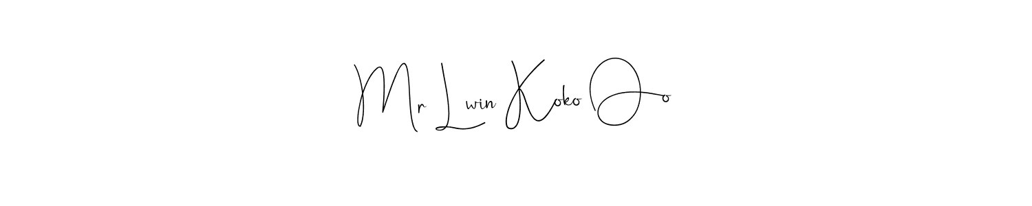 The best way (Andilay-7BmLP) to make a short signature is to pick only two or three words in your name. The name Mr Lwin Koko Oo include a total of six letters. For converting this name. Mr Lwin Koko Oo signature style 4 images and pictures png