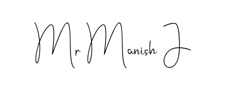 A stylish, flowing autograph style designed for name Mr Manish J using Andilay-7BmLP typography. Perfect for digital creative projects. Mr Manish J signature style 4 images and pictures png