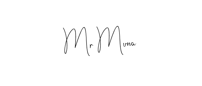 You should practise on your own different ways (Andilay-7BmLP) to write your name (Mr Muna) in signature. don't let someone else do it for you. Mr Muna signature style 4 images and pictures png