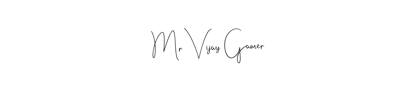 The best way (Andilay-7BmLP) to make a short signature is to pick only two or three words in your name. The name Mr Vijay Gamer include a total of six letters. For converting this name. Mr Vijay Gamer signature style 4 images and pictures png