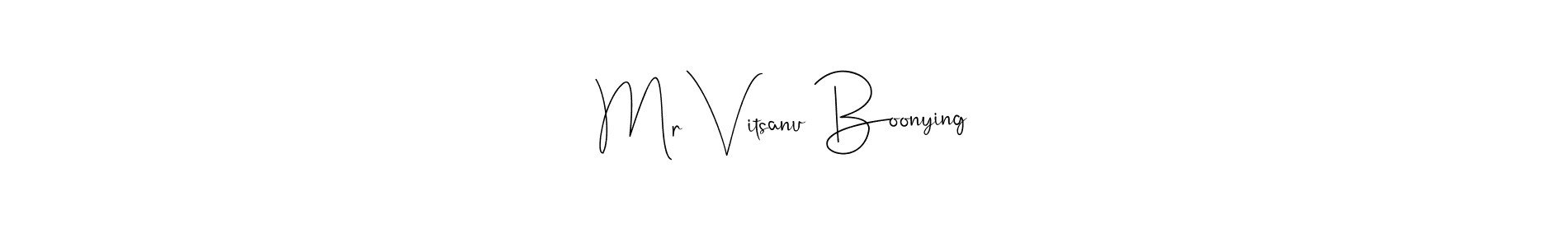 The best way (Andilay-7BmLP) to make a short signature is to pick only two or three words in your name. The name Mr Vitsanu Boonying include a total of six letters. For converting this name. Mr Vitsanu Boonying signature style 4 images and pictures png
