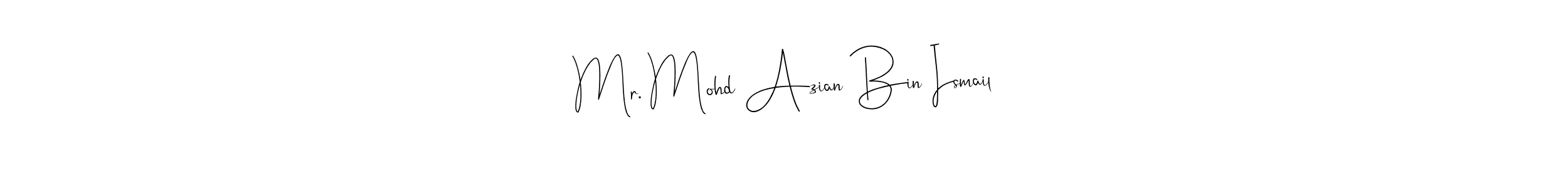 This is the best signature style for the Mr. Mohd Azian Bin Ismail name. Also you like these signature font (Andilay-7BmLP). Mix name signature. Mr. Mohd Azian Bin Ismail signature style 4 images and pictures png