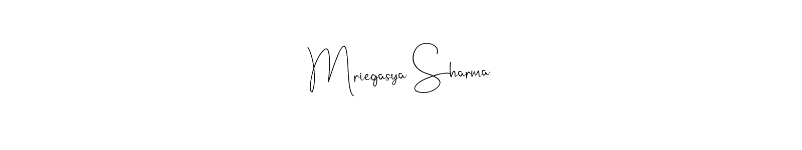 You should practise on your own different ways (Andilay-7BmLP) to write your name (Mriegasya Sharma) in signature. don't let someone else do it for you. Mriegasya Sharma signature style 4 images and pictures png