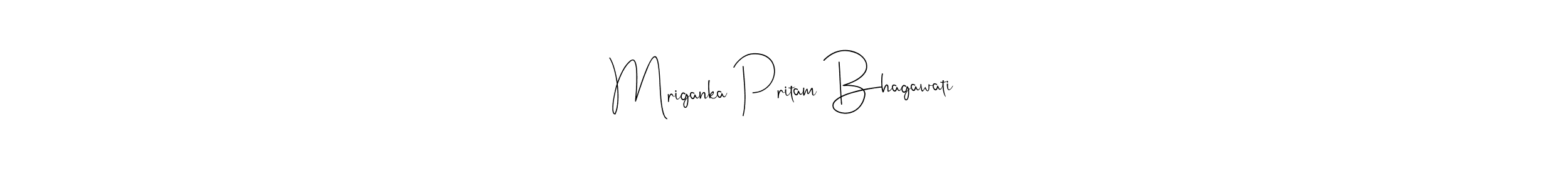 You should practise on your own different ways (Andilay-7BmLP) to write your name (Mriganka Pritam Bhagawati) in signature. don't let someone else do it for you. Mriganka Pritam Bhagawati signature style 4 images and pictures png