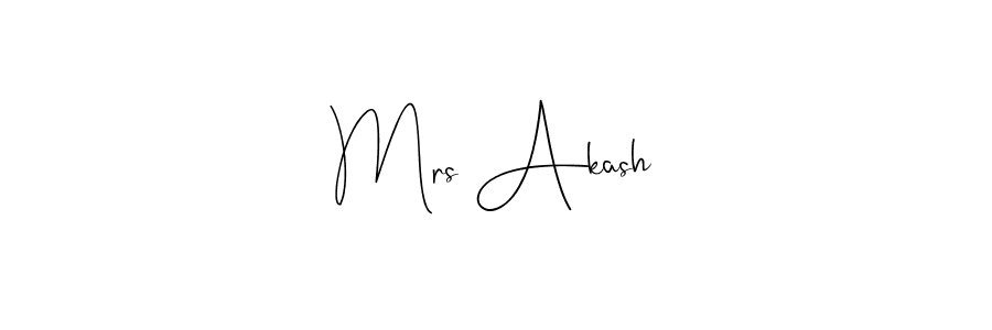 The best way (Andilay-7BmLP) to make a short signature is to pick only two or three words in your name. The name Mrs Akash include a total of six letters. For converting this name. Mrs Akash signature style 4 images and pictures png