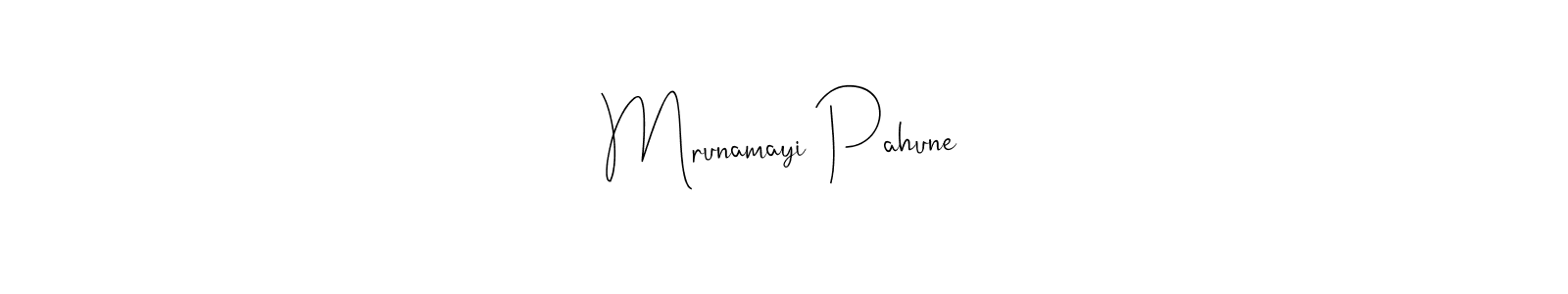 if you are searching for the best signature style for your name Mrunamayi Pahune. so please give up your signature search. here we have designed multiple signature styles  using Andilay-7BmLP. Mrunamayi Pahune signature style 4 images and pictures png