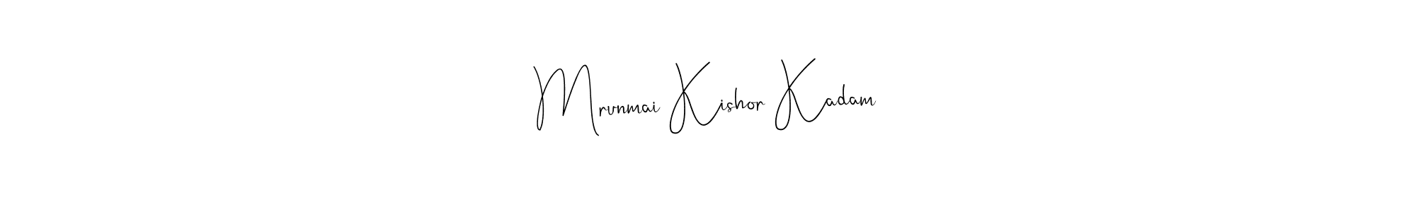 if you are searching for the best signature style for your name Mrunmai Kishor Kadam. so please give up your signature search. here we have designed multiple signature styles  using Andilay-7BmLP. Mrunmai Kishor Kadam signature style 4 images and pictures png