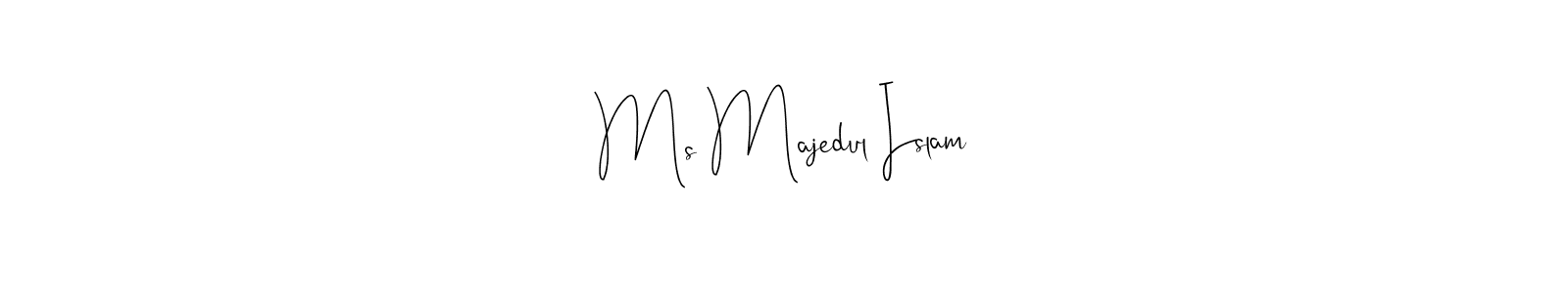 if you are searching for the best signature style for your name Ms Majedul Islam. so please give up your signature search. here we have designed multiple signature styles  using Andilay-7BmLP. Ms Majedul Islam signature style 4 images and pictures png