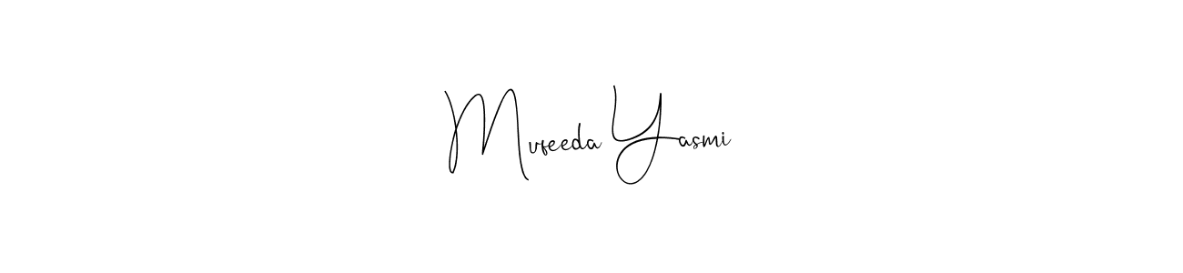 Make a beautiful signature design for name Mufeeda Yasmi. Use this online signature maker to create a handwritten signature for free. Mufeeda Yasmi signature style 4 images and pictures png