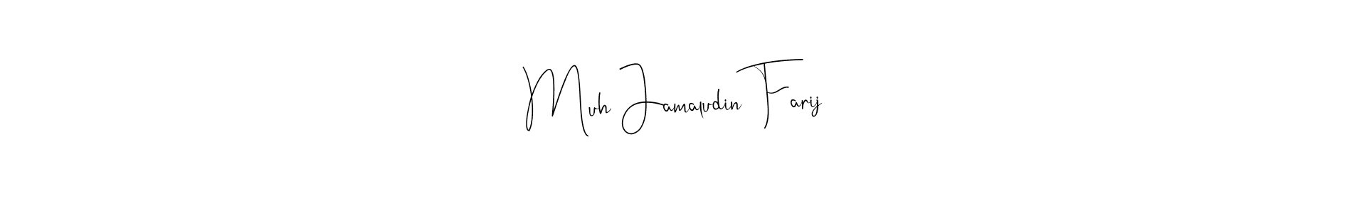 You can use this online signature creator to create a handwritten signature for the name Muh Jamaludin Farij. This is the best online autograph maker. Muh Jamaludin Farij signature style 4 images and pictures png