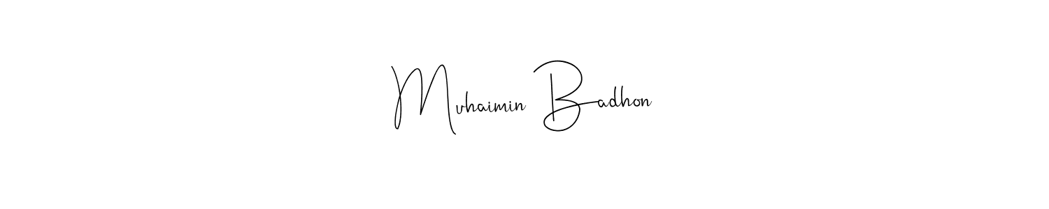This is the best signature style for the Muhaimin Badhon name. Also you like these signature font (Andilay-7BmLP). Mix name signature. Muhaimin Badhon signature style 4 images and pictures png