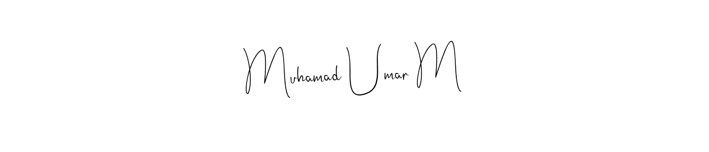 Andilay-7BmLP is a professional signature style that is perfect for those who want to add a touch of class to their signature. It is also a great choice for those who want to make their signature more unique. Get Muhamad Umar M name to fancy signature for free. Muhamad Umar M signature style 4 images and pictures png