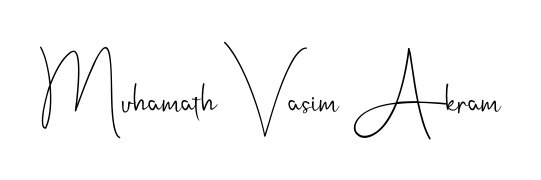 Discover how Muhamath Vasim Akram looks in an executive cursive font (Andilay-7BmLP). Perfect for legal documents, invoices, and certificates. Muhamath Vasim Akram signature style 4 images and pictures png