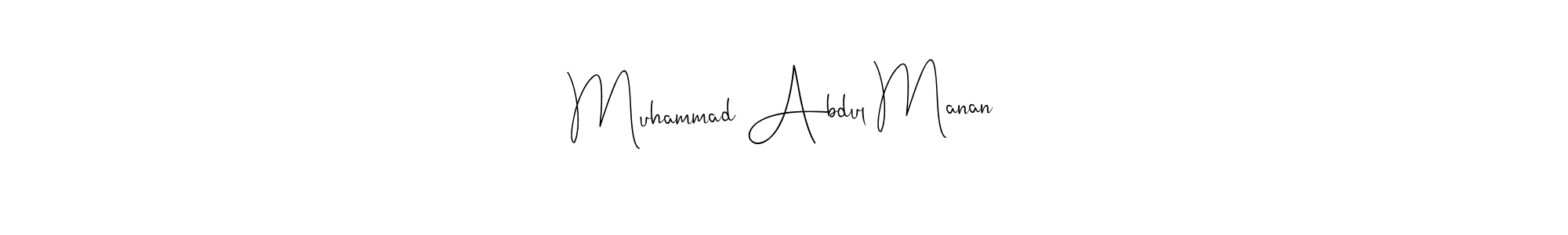 Andilay-7BmLP is a professional signature style that is perfect for those who want to add a touch of class to their signature. It is also a great choice for those who want to make their signature more unique. Get Muhammad Abdul Manan name to fancy signature for free. Muhammad Abdul Manan signature style 4 images and pictures png