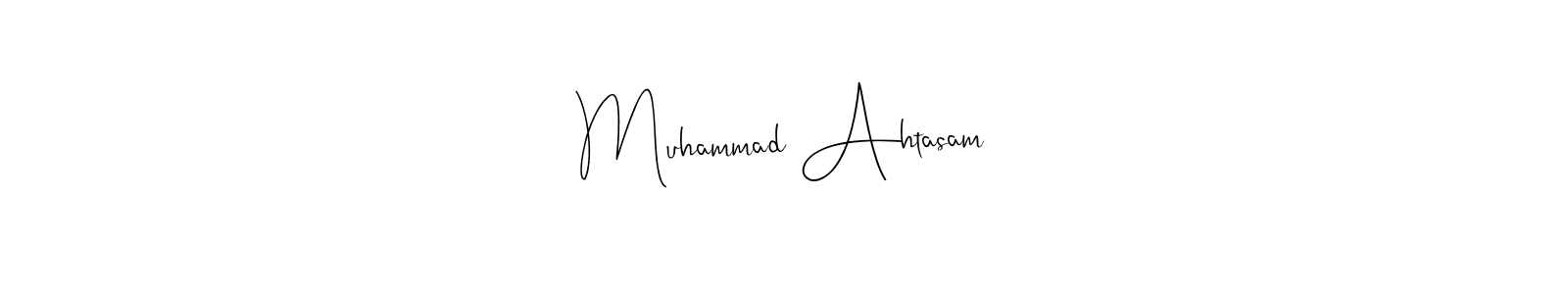 Andilay-7BmLP is a professional signature style that is perfect for those who want to add a touch of class to their signature. It is also a great choice for those who want to make their signature more unique. Get Muhammad Ahtasam name to fancy signature for free. Muhammad Ahtasam signature style 4 images and pictures png