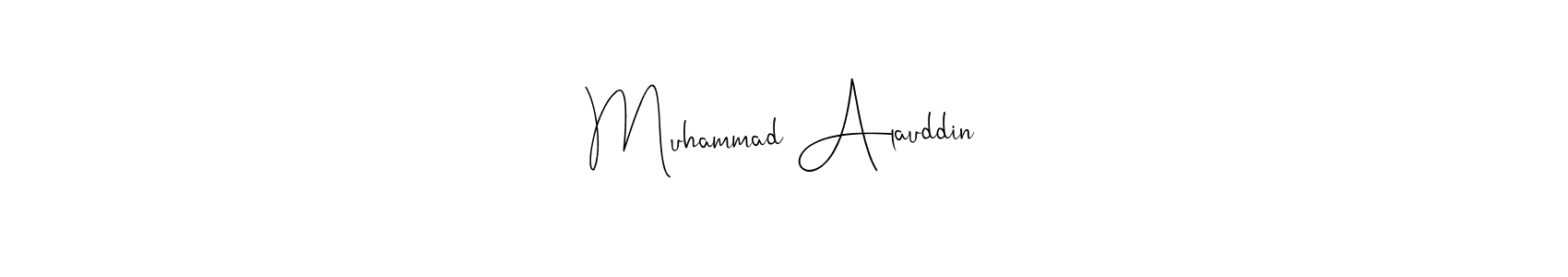 How to make Muhammad Alauddin name signature. Use Andilay-7BmLP style for creating short signs online. This is the latest handwritten sign. Muhammad Alauddin signature style 4 images and pictures png