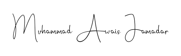 Designed for modern professionals: Muhammad Awais Jamadar name signature crafted with Andilay-7BmLP script. Ready for digital PDF workflows. Muhammad Awais Jamadar signature style 4 images and pictures png