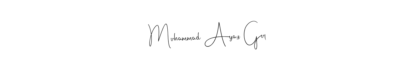 Andilay-7BmLP is a professional signature style that is perfect for those who want to add a touch of class to their signature. It is also a great choice for those who want to make their signature more unique. Get Muhammad Ayaz Gul name to fancy signature for free. Muhammad Ayaz Gul signature style 4 images and pictures png