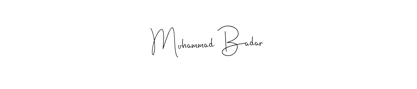 if you are searching for the best signature style for your name Muhammad Badar. so please give up your signature search. here we have designed multiple signature styles  using Andilay-7BmLP. Muhammad Badar signature style 4 images and pictures png