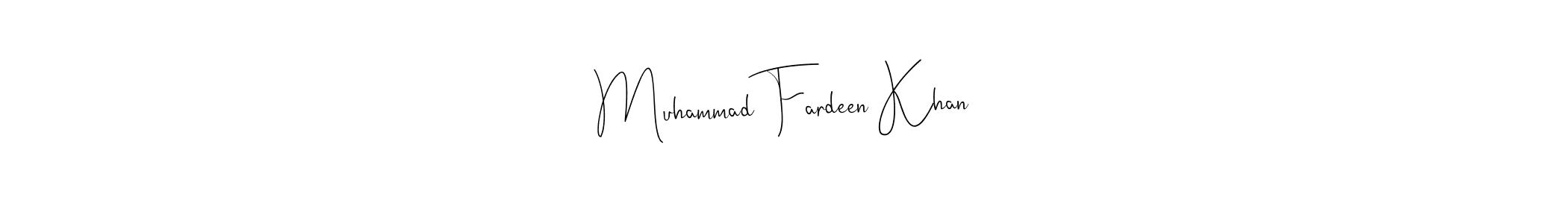 Andilay-7BmLP is a professional signature style that is perfect for those who want to add a touch of class to their signature. It is also a great choice for those who want to make their signature more unique. Get Muhammad Fardeen Khan name to fancy signature for free. Muhammad Fardeen Khan signature style 4 images and pictures png