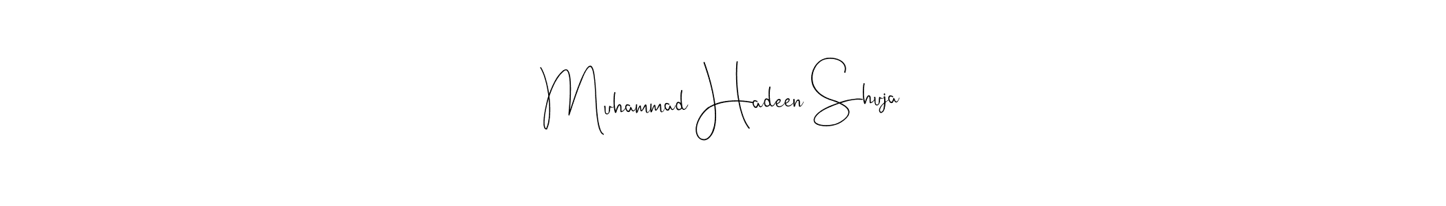 Similarly Andilay-7BmLP is the best handwritten signature design. Signature creator online .You can use it as an online autograph creator for name Muhammad Hadeen Shuja. Muhammad Hadeen Shuja signature style 4 images and pictures png