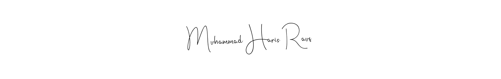 How to make Muhammad Haris Rauf name signature. Use Andilay-7BmLP style for creating short signs online. This is the latest handwritten sign. Muhammad Haris Rauf signature style 4 images and pictures png