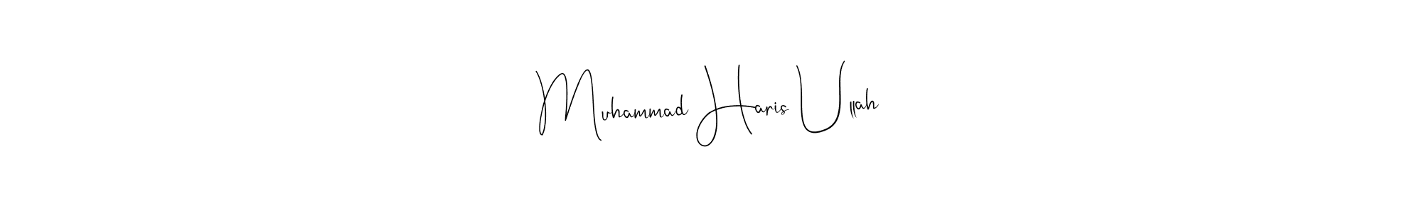 The best way (Andilay-7BmLP) to make a short signature is to pick only two or three words in your name. The name Muhammad Haris Ullah include a total of six letters. For converting this name. Muhammad Haris Ullah signature style 4 images and pictures png