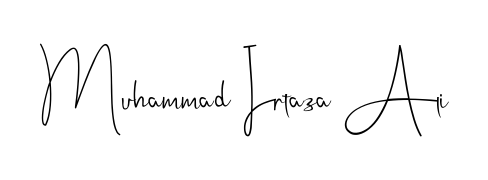 Personalize your online presence with Muhammad Irtaza Ali signature rendered in elegant Andilay-7BmLP font. Great for website footers and blogs. Muhammad Irtaza Ali signature style 4 images and pictures png