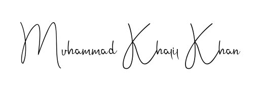 A classic penmanship look for Muhammad Khalil Khan. The Andilay-7BmLP font brings timeless elegance and confidence to every signed document. Muhammad Khalil Khan signature style 4 images and pictures png