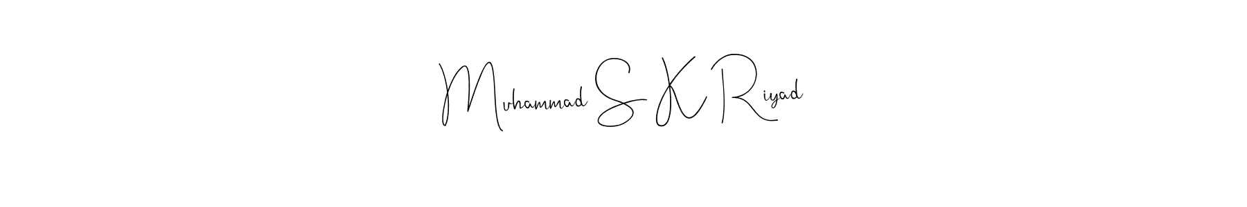Andilay-7BmLP is a professional signature style that is perfect for those who want to add a touch of class to their signature. It is also a great choice for those who want to make their signature more unique. Get Muhammad S K Riyad name to fancy signature for free. Muhammad S K Riyad signature style 4 images and pictures png