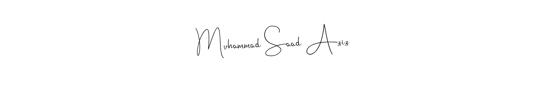 This is the best signature style for the Muhammad Saad Aziz name. Also you like these signature font (Andilay-7BmLP). Mix name signature. Muhammad Saad Aziz signature style 4 images and pictures png