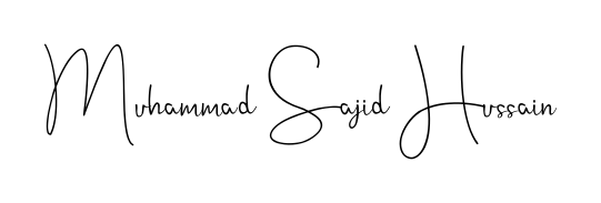 An effortless, minimalist signature concept for Muhammad Sajid Hussain using Andilay-7BmLP design. Clean lines that look great on any document. Muhammad Sajid Hussain signature style 4 images and pictures png