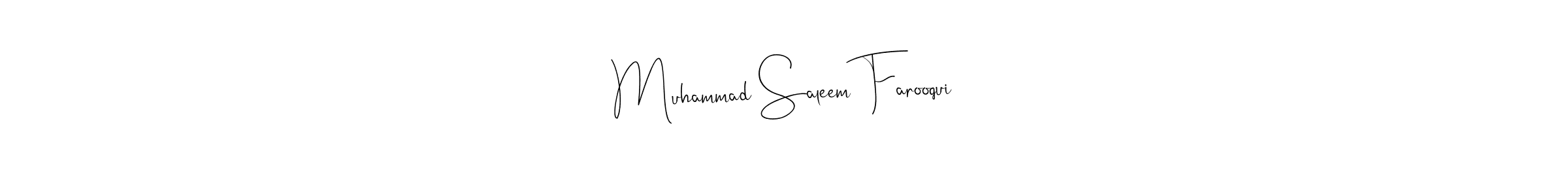 This is the best signature style for the Muhammad Saleem Farooqui name. Also you like these signature font (Andilay-7BmLP). Mix name signature. Muhammad Saleem Farooqui signature style 4 images and pictures png